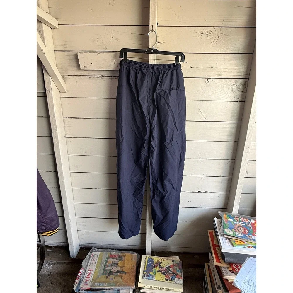 Vintage Nike Track Pants Mens XXL Navy Blue Yellow Full Side Zip Nylon Warm Up